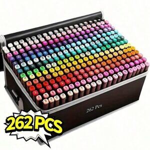 262 Color Alcohol Markers Set Dual Tip Art Markers for Drawing Sketching - New